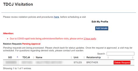 TDCJ Visitation Application Access Instructions