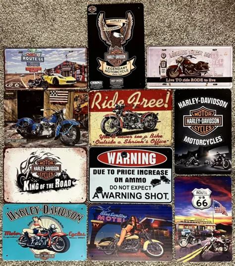 TIN SIGNS SET Of 11 Motorcycle Man Cave, Decor Harley Davidson Metal ...