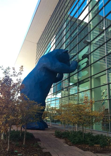 Denver Convention Center. Blue Bear looking in the window. Photo by ...