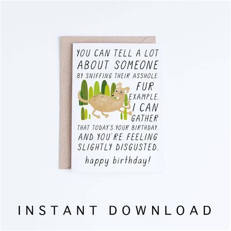 Funny Dog Birthday Cards Instant Download Funny Dog Card - Etsy