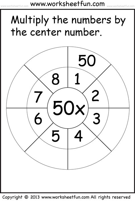 Multiply by 20, 25, 50 and 100 – Four Worksheets / FREE Printable ...