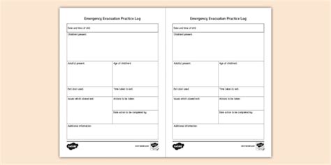 Emergency Evacuation Practice Log (teacher made)