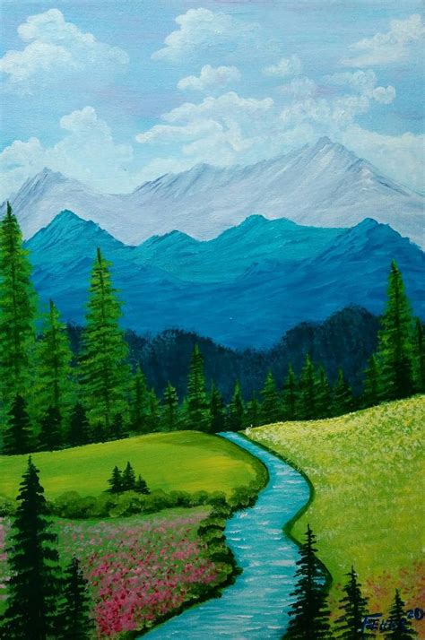 River in mountains Painting by Kateryna Feher Yosypivna | Saatchi Art