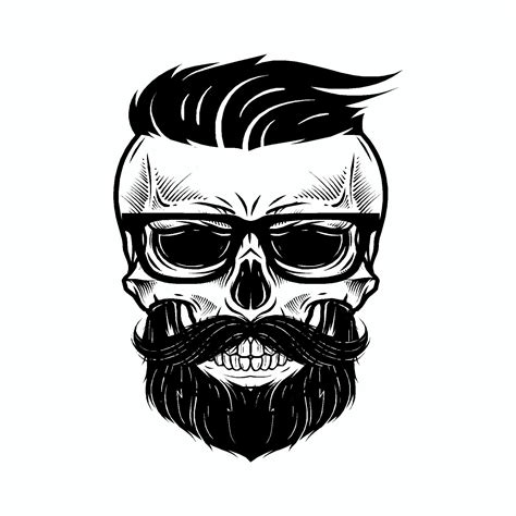 Bearded Skull Vinyl Sticker | Doggy Style Gifts