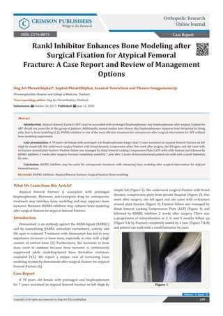 Rankl Inhibitor Enhances Bone Modeling after Surgical Fixation for Atypical Femoral Fracture: A ...