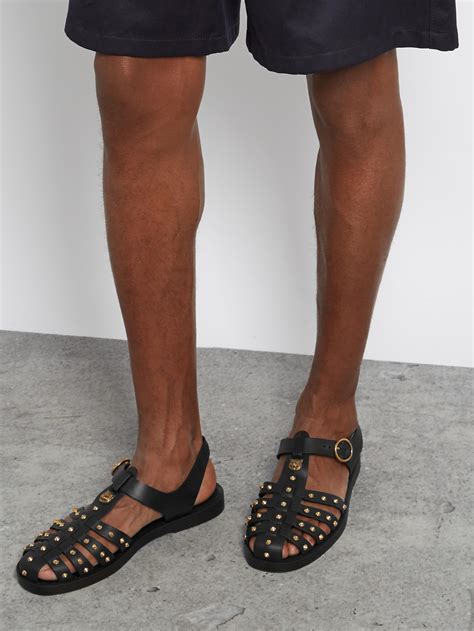 Lyst - Gucci Stud-embellished Rubber Sandals in Black for Men