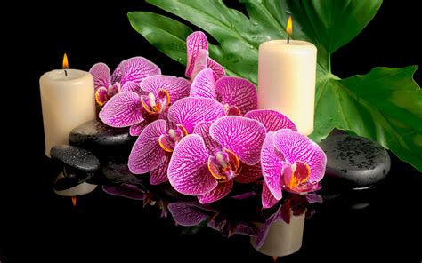 Download wallpaper for 2560x1080 resolution | Spa candles and orchid ...