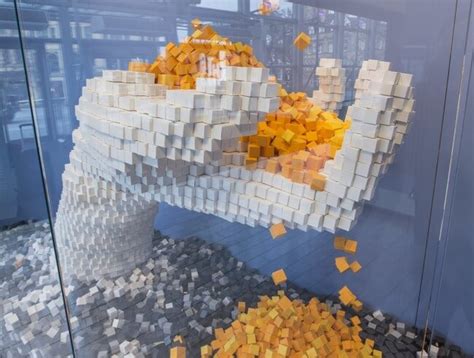 Awesome 35,000 Handmade Paper Cubes Create Stunning 3D Pixel Sculptures