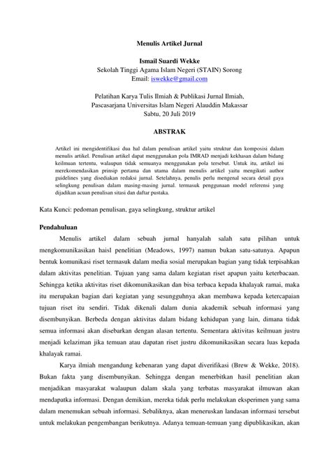 (PDF) Menulis Artikel Jurnal