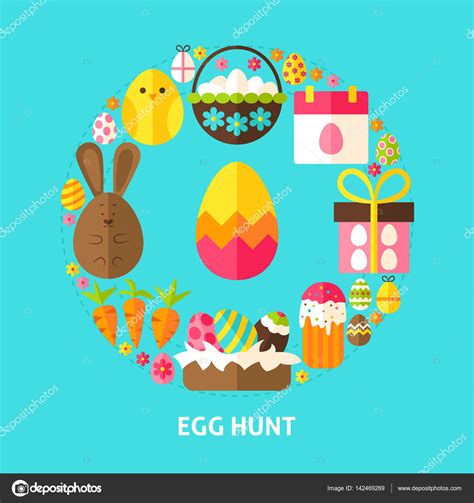 Egg Hunt Postcard Stock Vector by ©Anna_leni 142469269