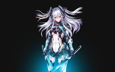 Mecha Girls Anime Girls Silver Hair Sword Red Eyes Wallpaper | The Best ...