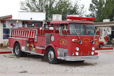 Fire Engines Photos - Crown Fire engine near Seligman Arizona