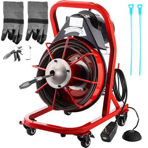 VEVOR Drain Cleaner Machine 75ft x 1/2in. Electric Drain Auger 370W Sewer Snake Machine Auto ...