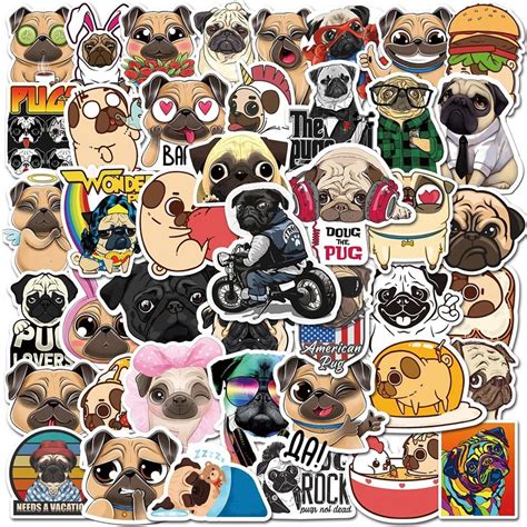 50 PCs Pug Stickers | Etsy