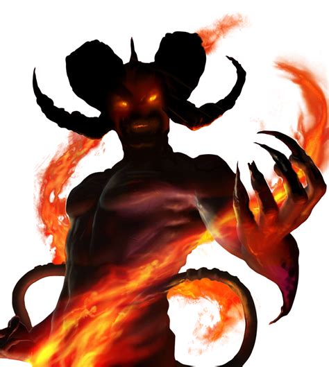 an evil demon with flames in his hands