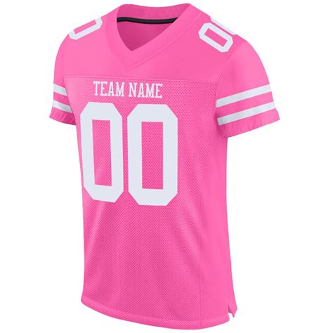 Custom Pink White Mesh Authentic Football Jersey – FanCustom