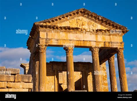 Capitol. Roman City of Dougga. Tunisia. Africa Stock Photo - Alamy