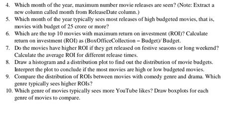 Solved Which month of the year, maximum number movie | Chegg.com