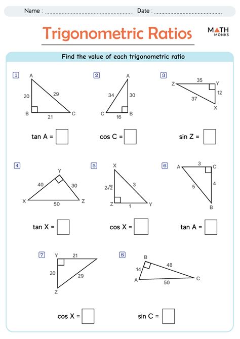 Trigonometric Ratios Worksheets 2 Answers