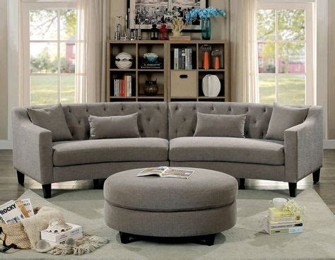 Furniture of America Sarin Warm Gray Sectional with Ottoman (With ...