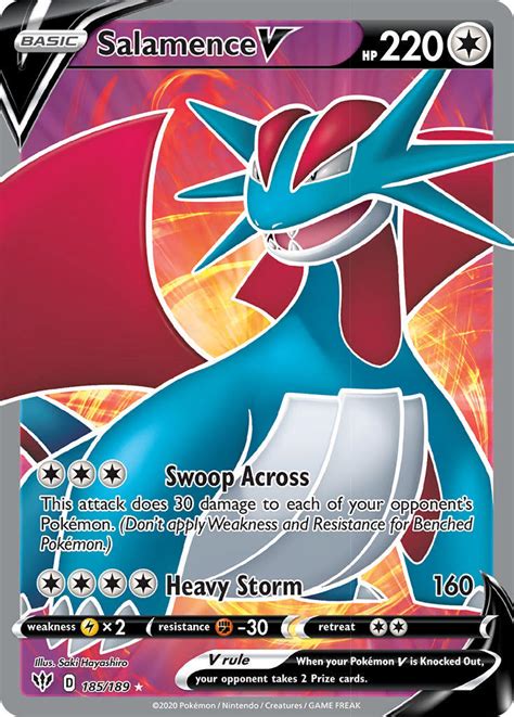 Salamence V 185/189 SWSH Darkness Ablaze Full Art Holo Ultra Rare Pokemon Card NEAR MINT TCG