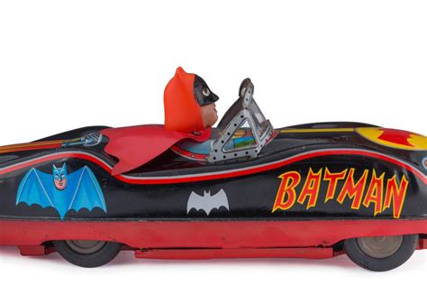 Sold Price: MASUDAYA / MODERN TOYS BATMOBILE. This circa 1960s Batmobile is tinplate litho, with ...