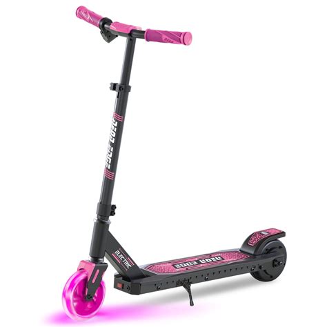 Yvolution Pink Neon Edge Electric Pink Scooter Ride-On Push Car with LED Light Up Wheel ...