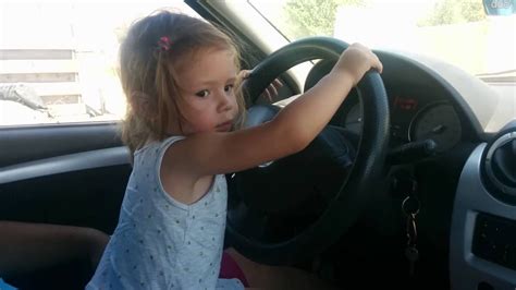 3 years old girl driving dacia on a privat road - YouTube