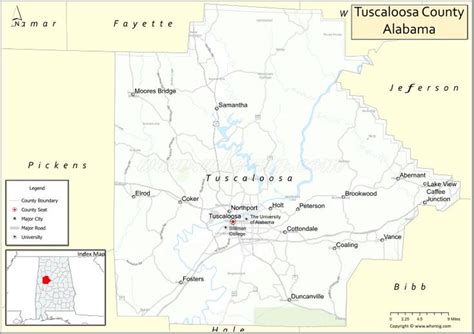 Map of Tuscaloosa County, Alabama - Where is Located, Cities, Population, Highways & Facts