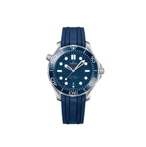 Omega Seamaster 300 Diver Chronograph Blue Rubber Strap Watch - Swiss o ...