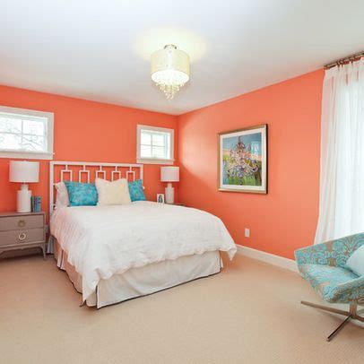 Bedroom peach wall color Design Ideas, Pictures, Remodel and Decor | Teal bedroom designs ...