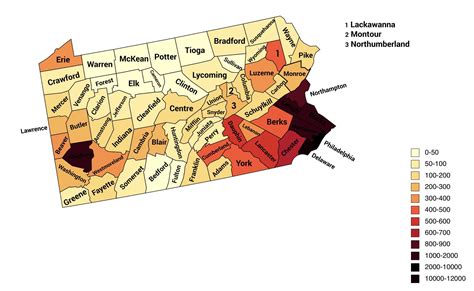 Population Density of Pennsylvania (By County) : MapPorn