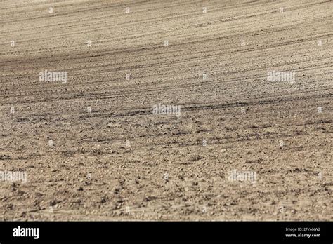 Landscape agricultural land in slope recently plowed for the crop Stock ...