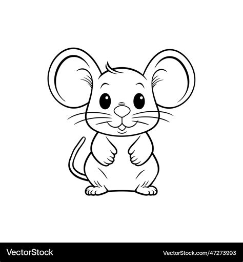 Mouse outline sketch mousy silhouette Royalty Free Vector