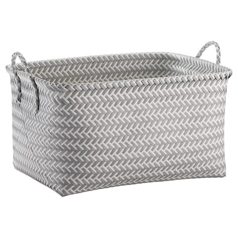 Large Woven Rectangular Storage Basket Gray/White - Room Essentials | Shipt