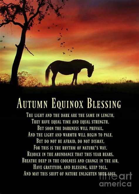 Autumn Equinox Blessing Poem with Horse Tree and Sunset Pretty Photograph by Stephanie Laird ...