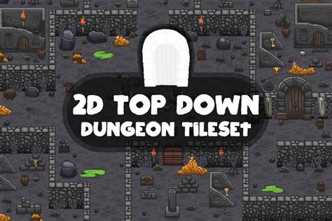 2D Top Down Dungeon Tileset - CraftPix.net