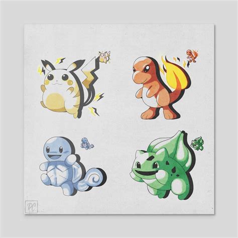 Pokemon Gen 1 Starter Sprites, an art print by Ryan Cortez - INPRNT