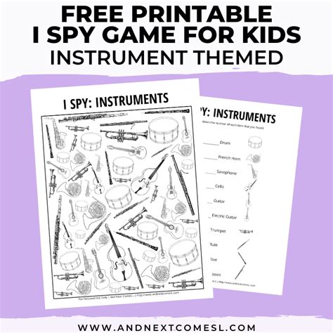 Musical Instruments Themed I Spy Game {Free Printable for Kids} | And ...