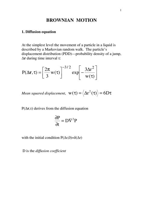 2. Brownian motion, colloidal suspensions