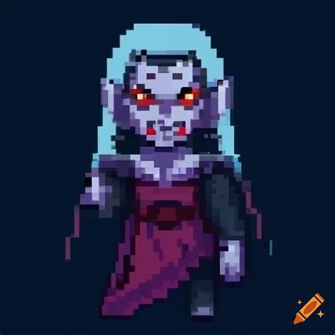 Pixel art vampire character for a game on Craiyon