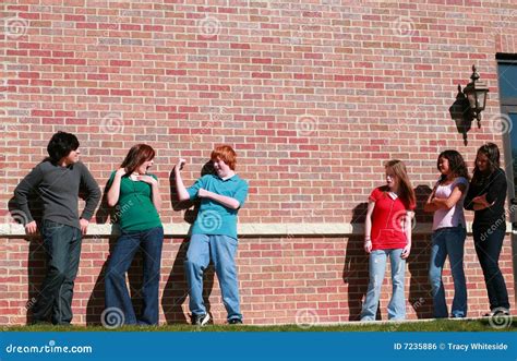 Teen Boys Flirting With A Girl Royalty Free Stock Image - Image: 7235886