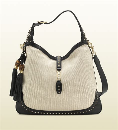 Gucci New Jackie Straw Shoulder Bag in White | Lyst