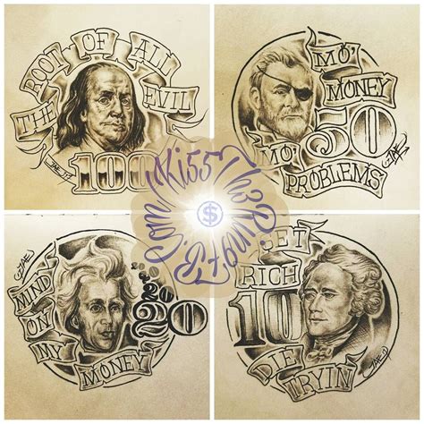 Tattoo Art Money Presidents Banner Sketch Freehand Custom | Money ...