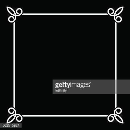 White Border Vintage Frame On Black Background. Vector Stock Vector ...