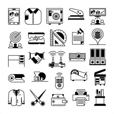 Office icon set. filled black icon style collection. Containing office icons. 35444613 Vector ...