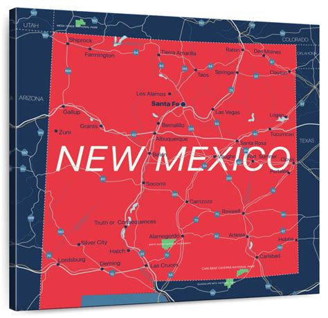 Detailed New Mexico Map Wall Art | Digital Art