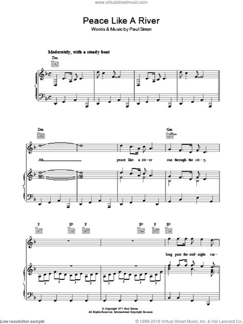 Simon - Peace Like A River sheet music for voice, piano or guitar