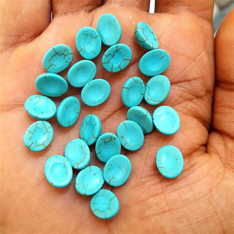 Natural Turquoise 8x10 MM Oval Loose Cabochon Gemstone 100 Pieces Lot