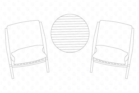 Archade | Cad Garden Coffee Chair Set For Two Top View Vector Drawings